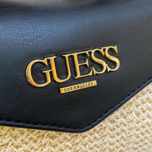 New GUESS BLAIRE SATCHEL CROSSBODY HANDBAG Mini Straw Shoulder Bag - Picture 3 of 7